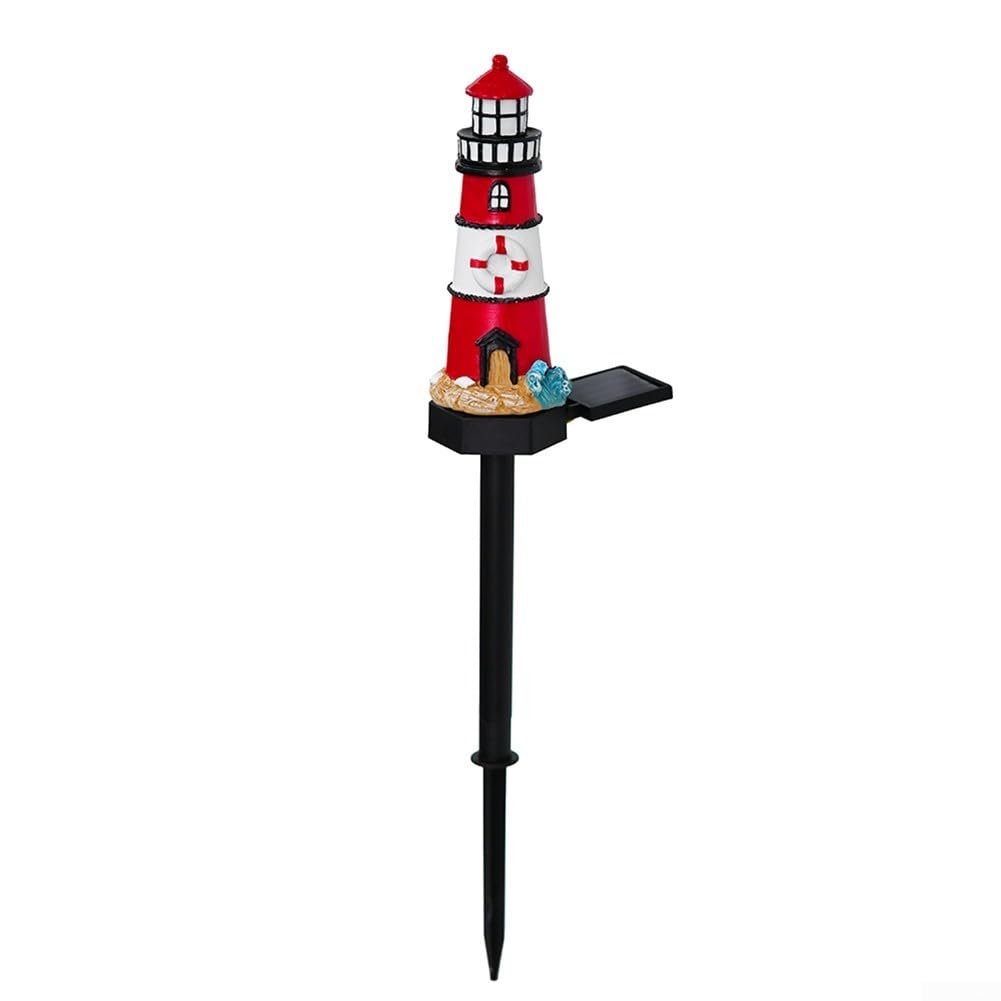 Solar Powered LED Lighthouse Light Outdoor Garden Waterproof Resin Automatic Sensor K92238