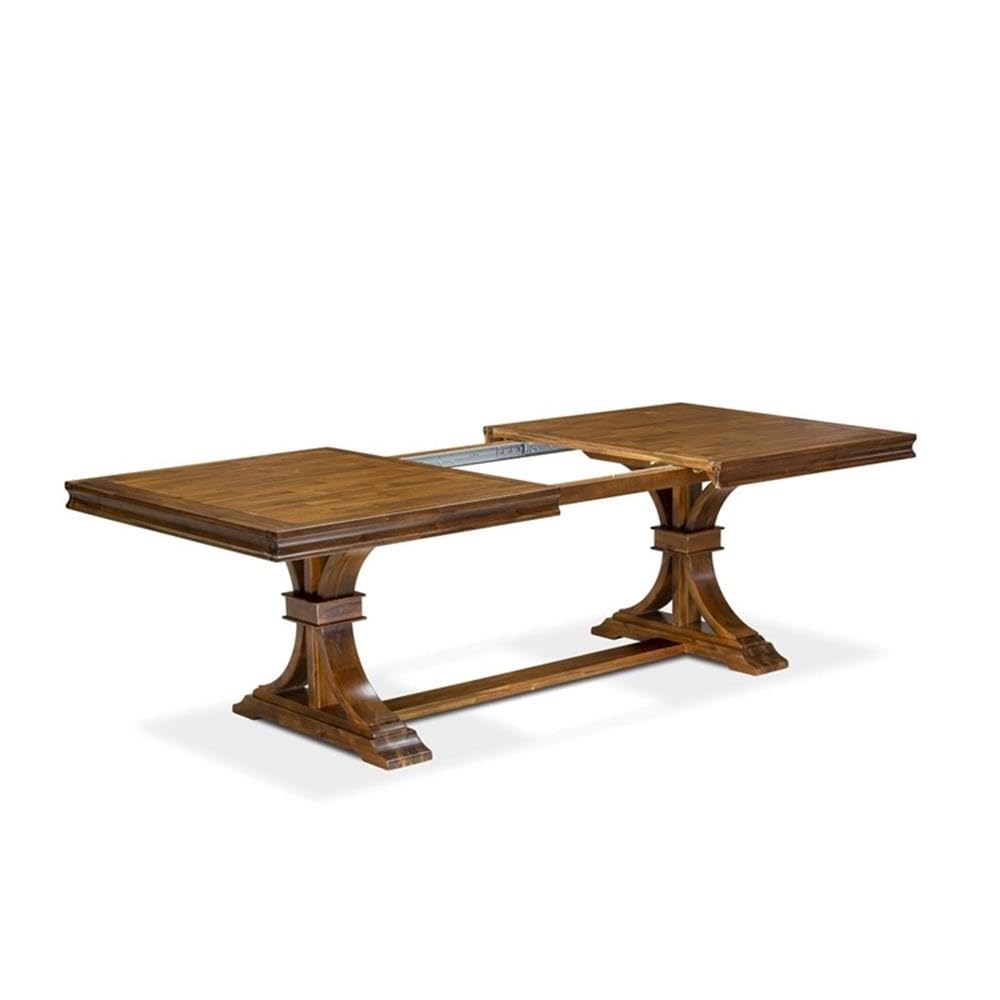 9-Piece Acacia Wood Dining Table Set with 8 Beige PU Leather Chairs S847