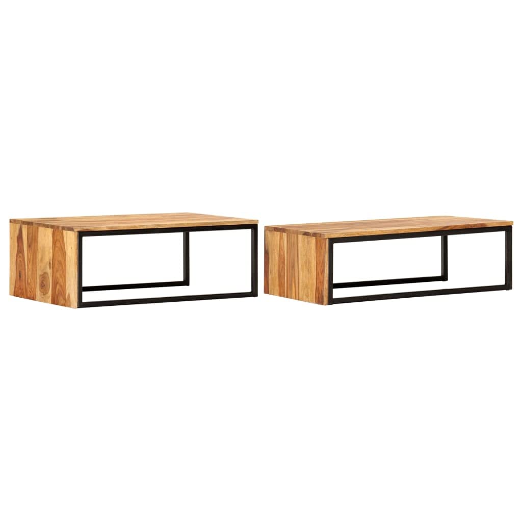 2 pcs Solid Sheesham Wood Nesting Tables W34828
