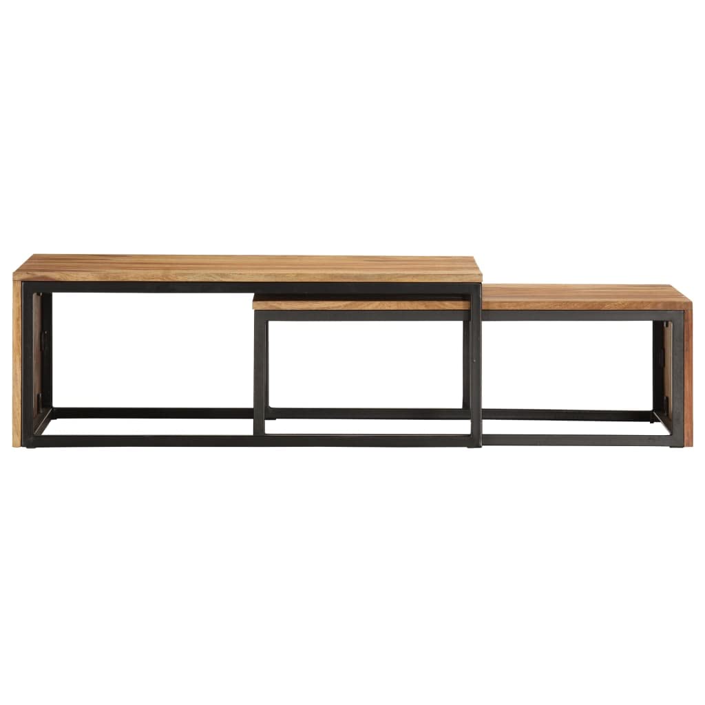 2 pcs Solid Sheesham Wood Nesting Tables W34828
