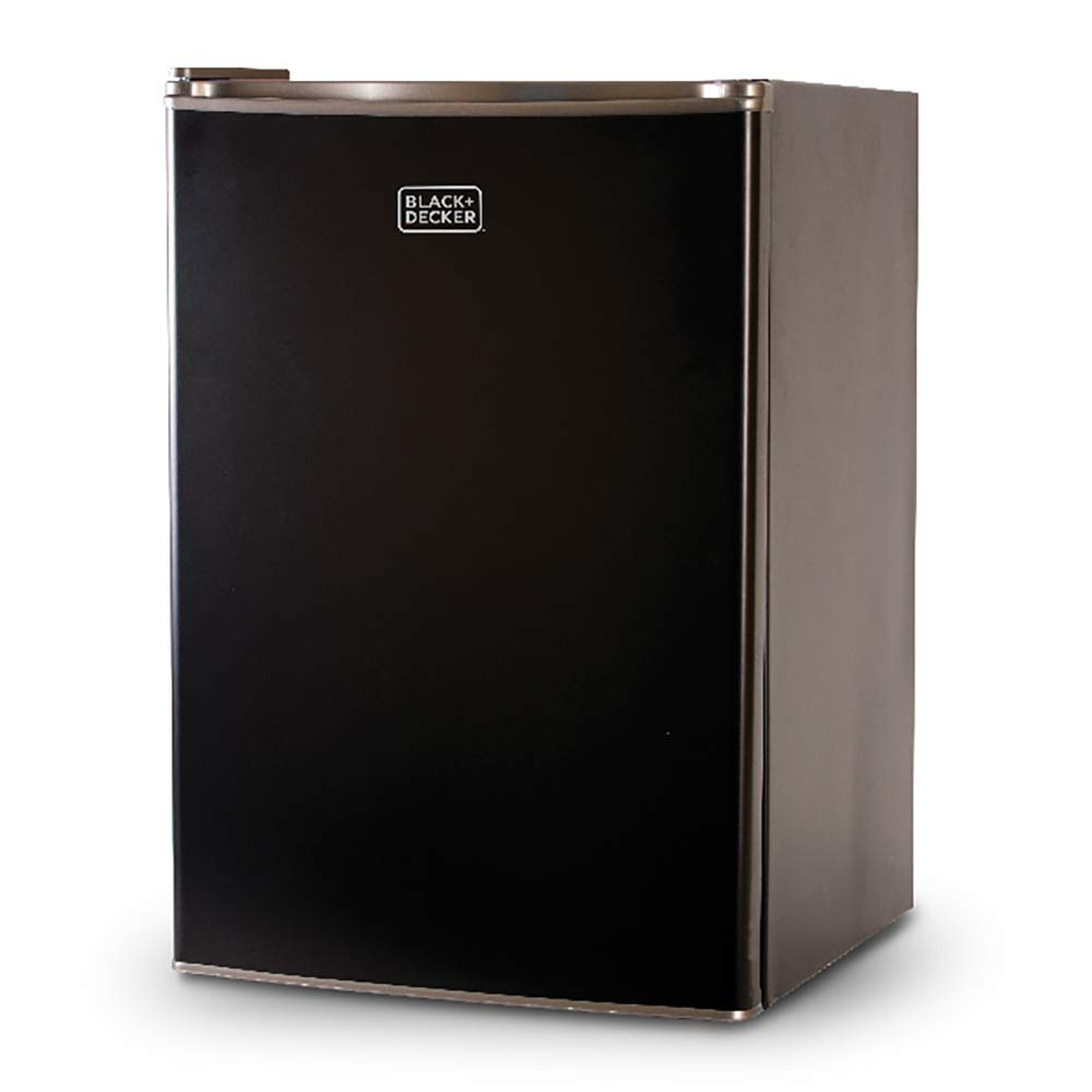 Compact Single Door Mini Fridge with Freezer, 2.5 Cubic Feet, Black & Single Serve K-Cup Pod Coffee Maker, Black C138