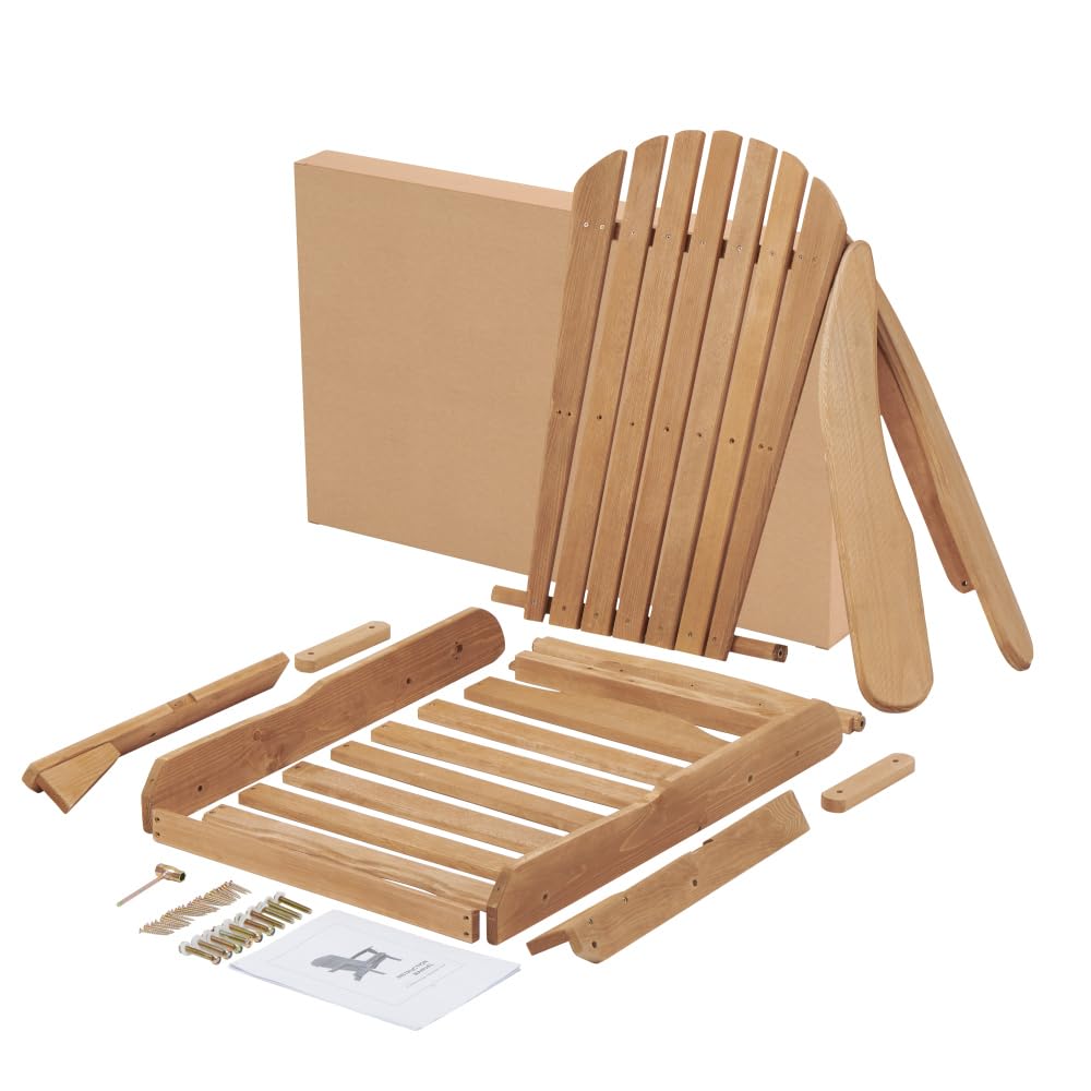 Solid Cedar Wood Folding Adirondack Chair Set of 2 E906