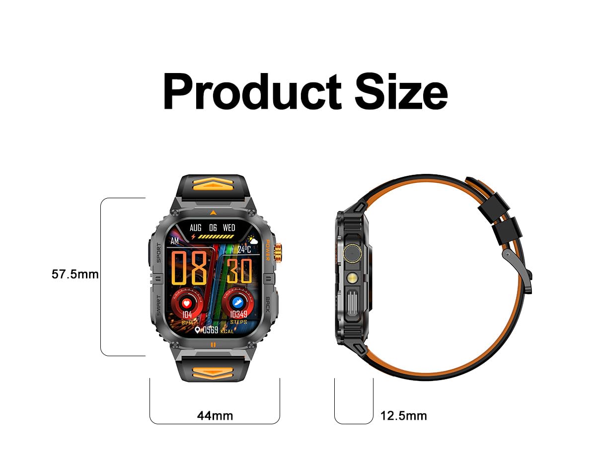 Military Smart Watch with Bluetooth Calling, Heart Rate Monitor, Sleep Tracking, Camouflage Green C9952