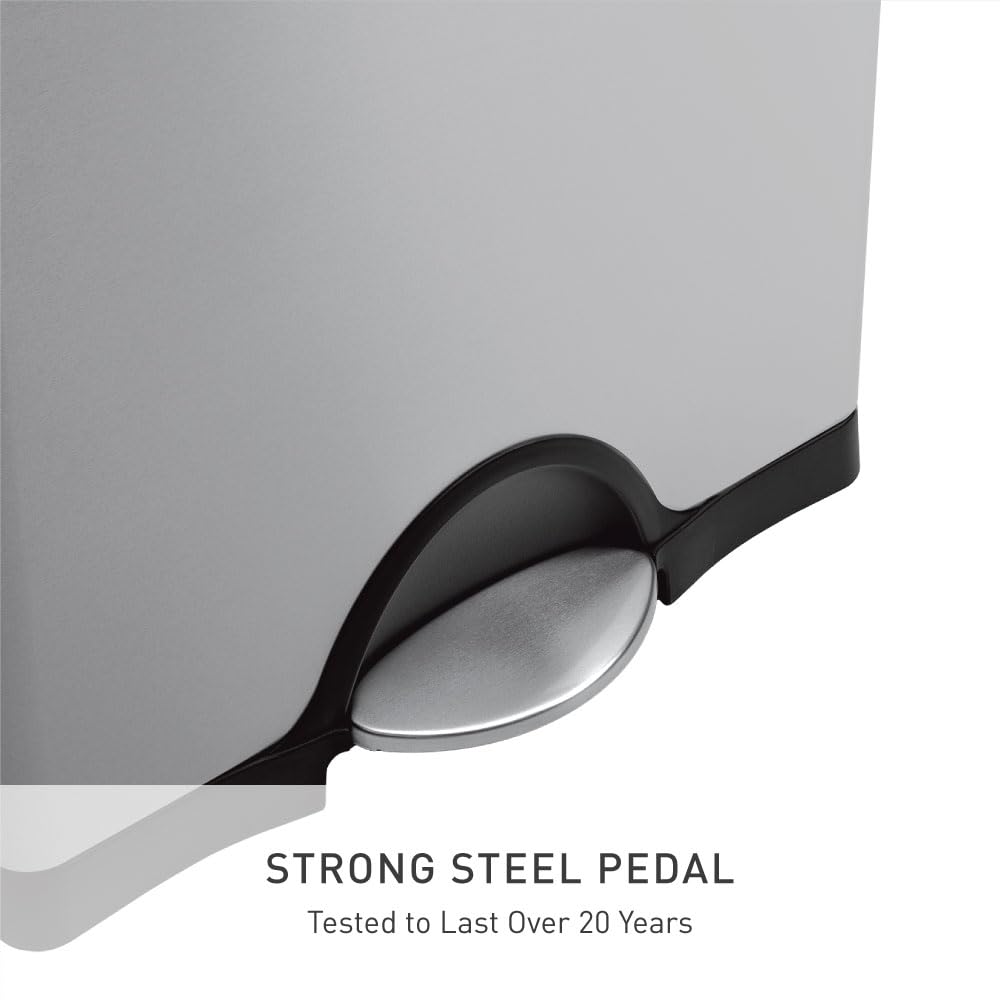 50 Liter Rectangular Brushed Stainless Steel Step Trash Can Q39160