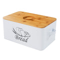 White Metal Bread Box with Bamboo Lid D923