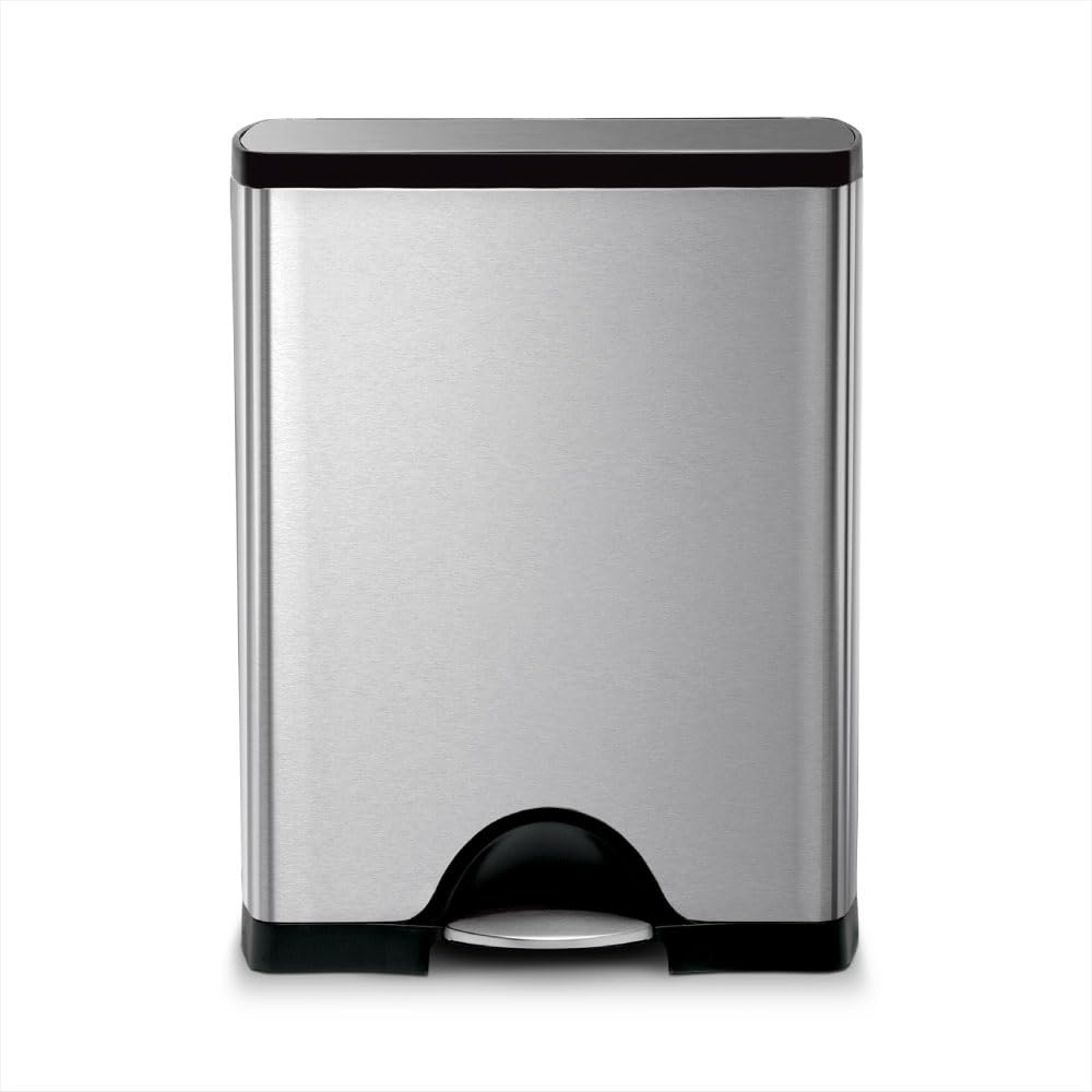 50 Liter Rectangular Brushed Stainless Steel Step Trash Can Q39160