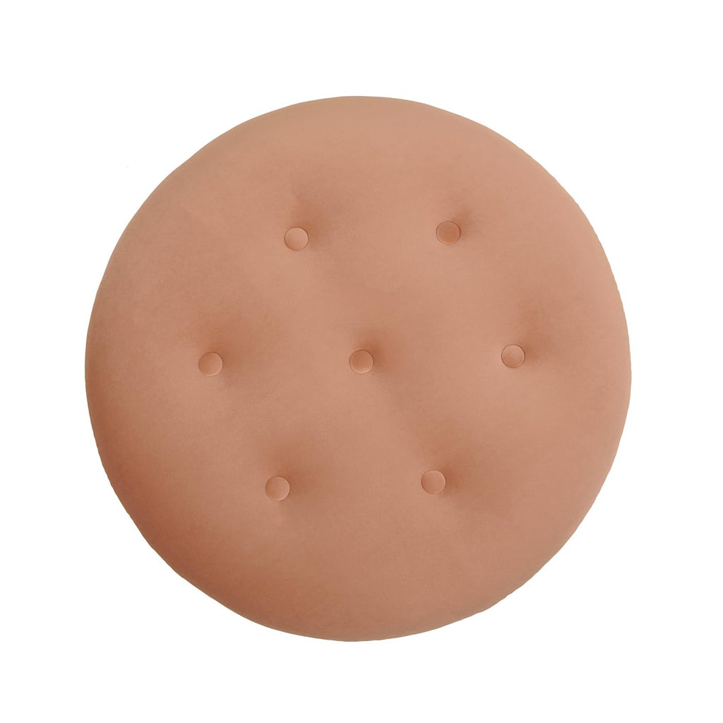 24" Orange Velvet Round Tufted Ottoman F36811