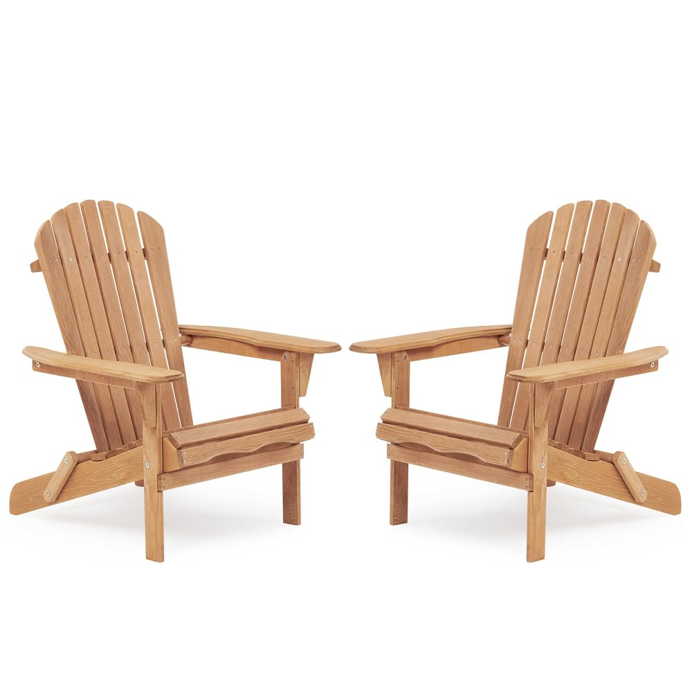 Solid Cedar Wood Folding Adirondack Chair Set of 2 E906
