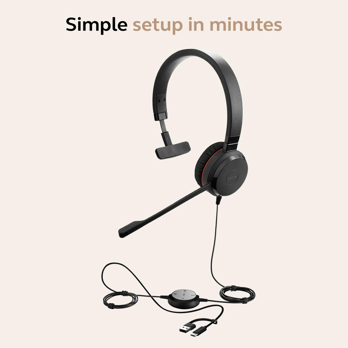 Wired Single-Ear Headset with Mic, Noise-Canceling Microphone, Black F222681