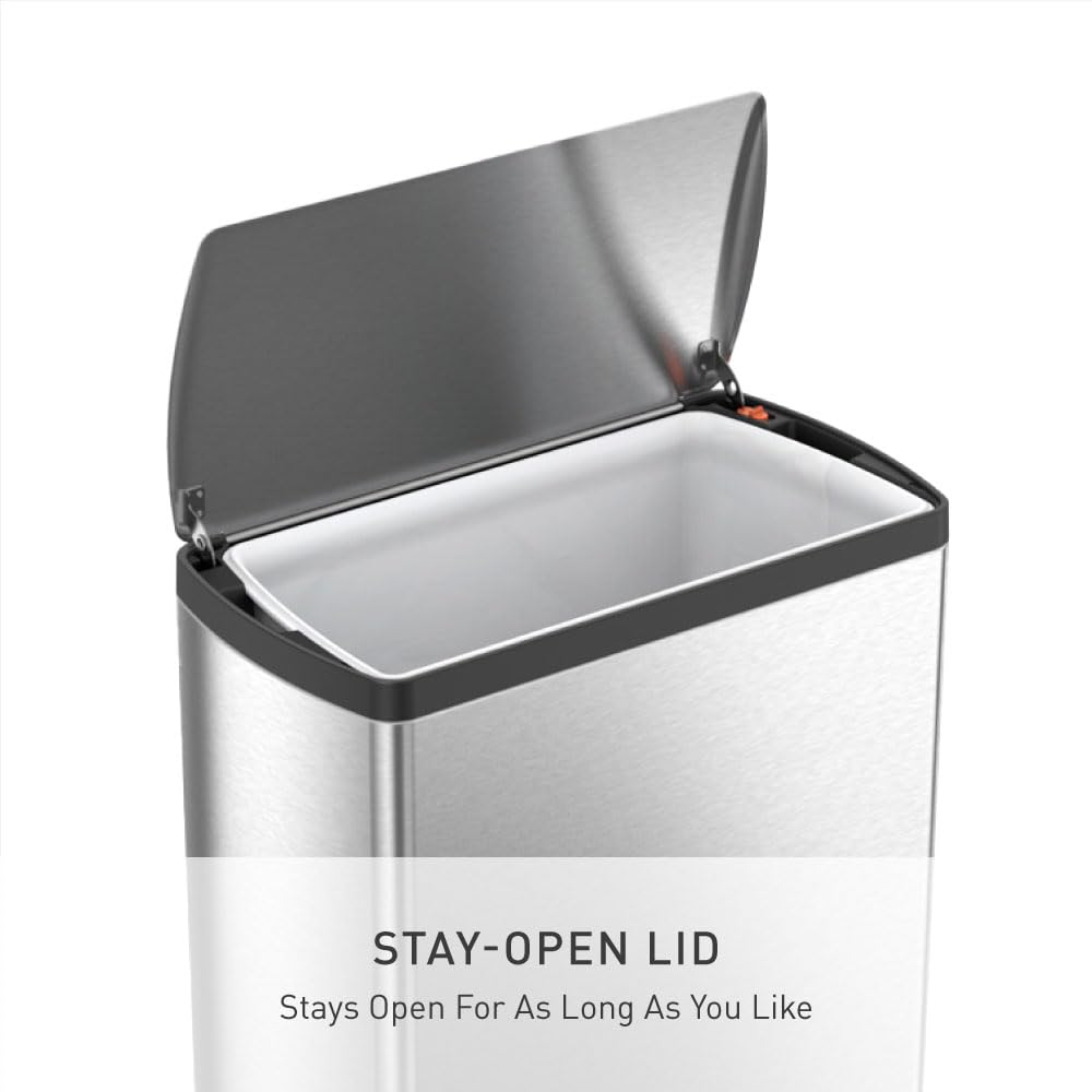 50 Liter Rectangular Brushed Stainless Steel Step Trash Can Q39160
