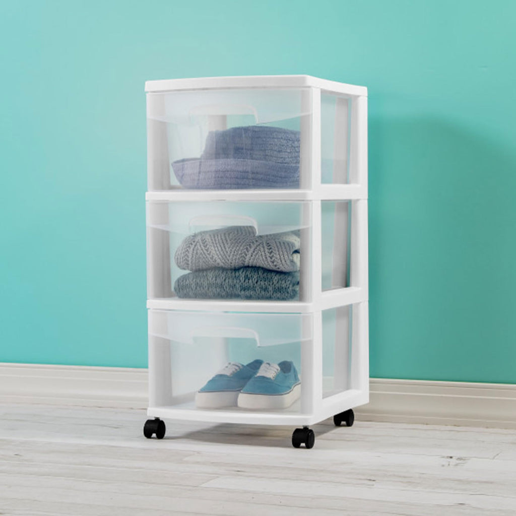 2 Pack White 3 Drawer Plastic Storage Cart F782