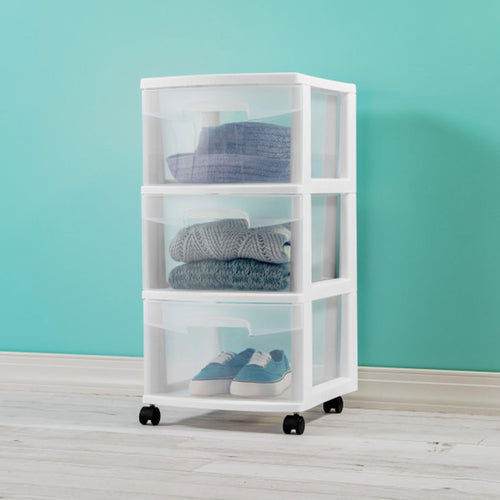 2 Pack White 3 Drawer Plastic Storage Cart F782