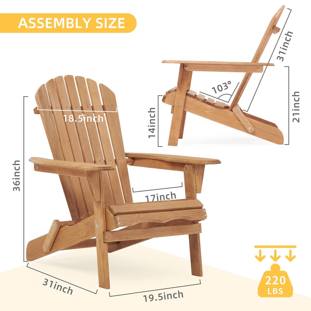 Solid Cedar Wood Folding Adirondack Chair Set of 2 E906