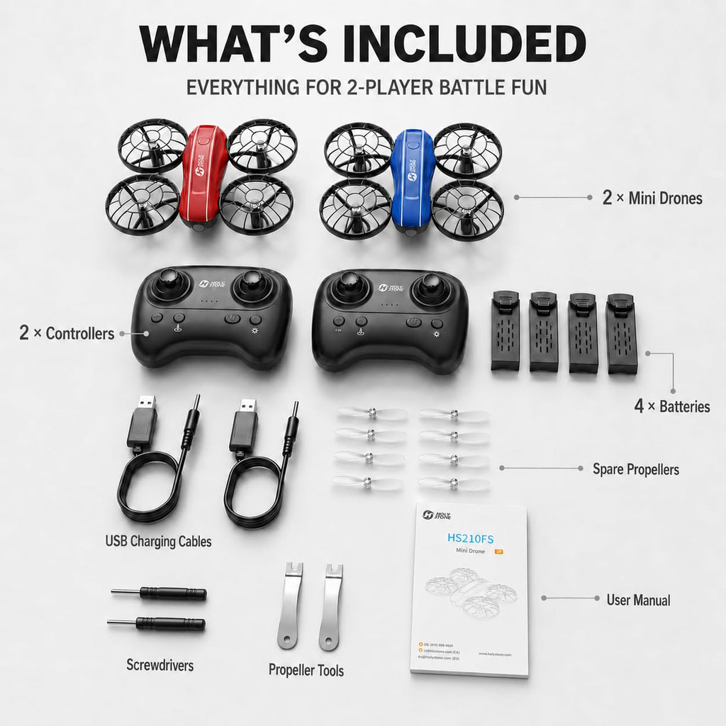 Mini Drone 2-Player Indoor RC Quadcopter Set with 4 Batteries G366398