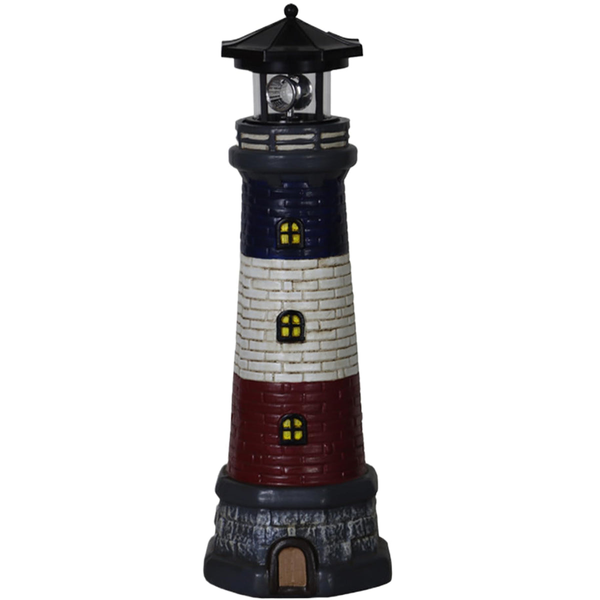 15" Tall Waterproof Resin Lighthouse Lamp with 360° Rotating LED V7826