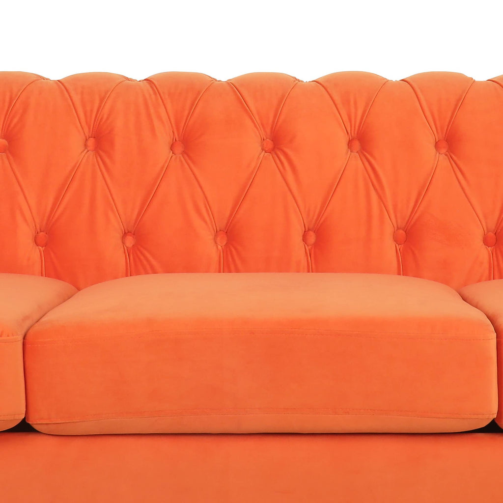 Orange Velvet 3 Seat Sofa O789971