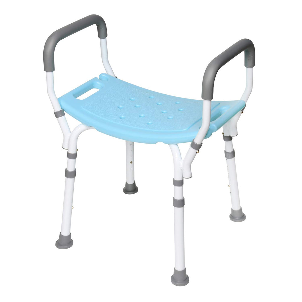 Blue Shower Chair with Back and Padded Arms E1005