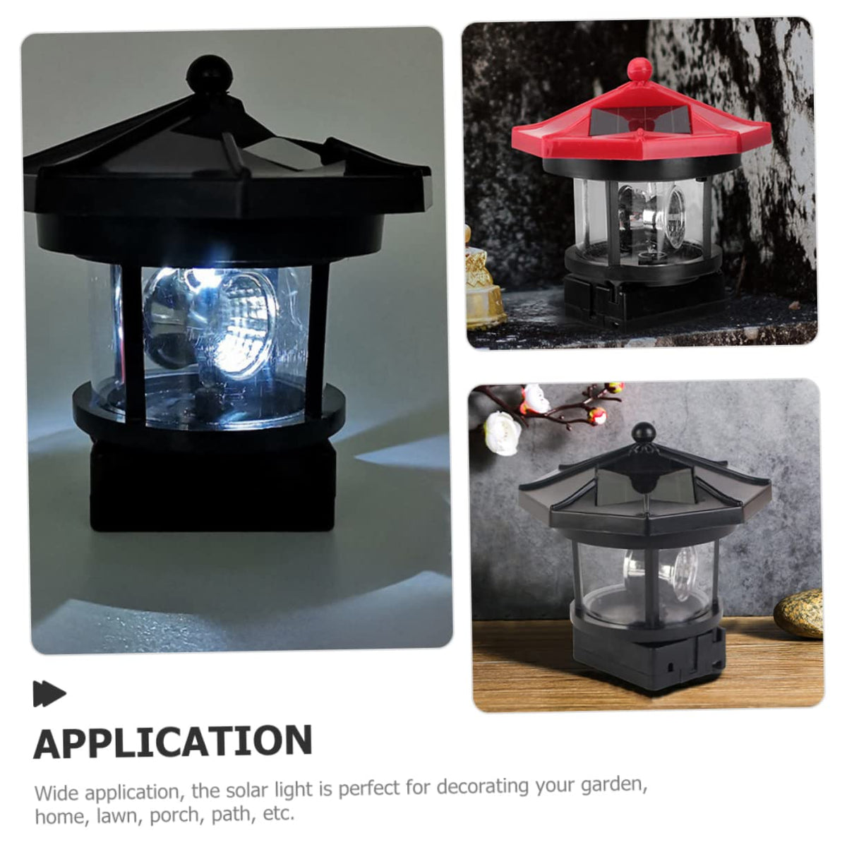 2Pcs Solar Powered Lighthouse Outdoor Garden Light Y854666
