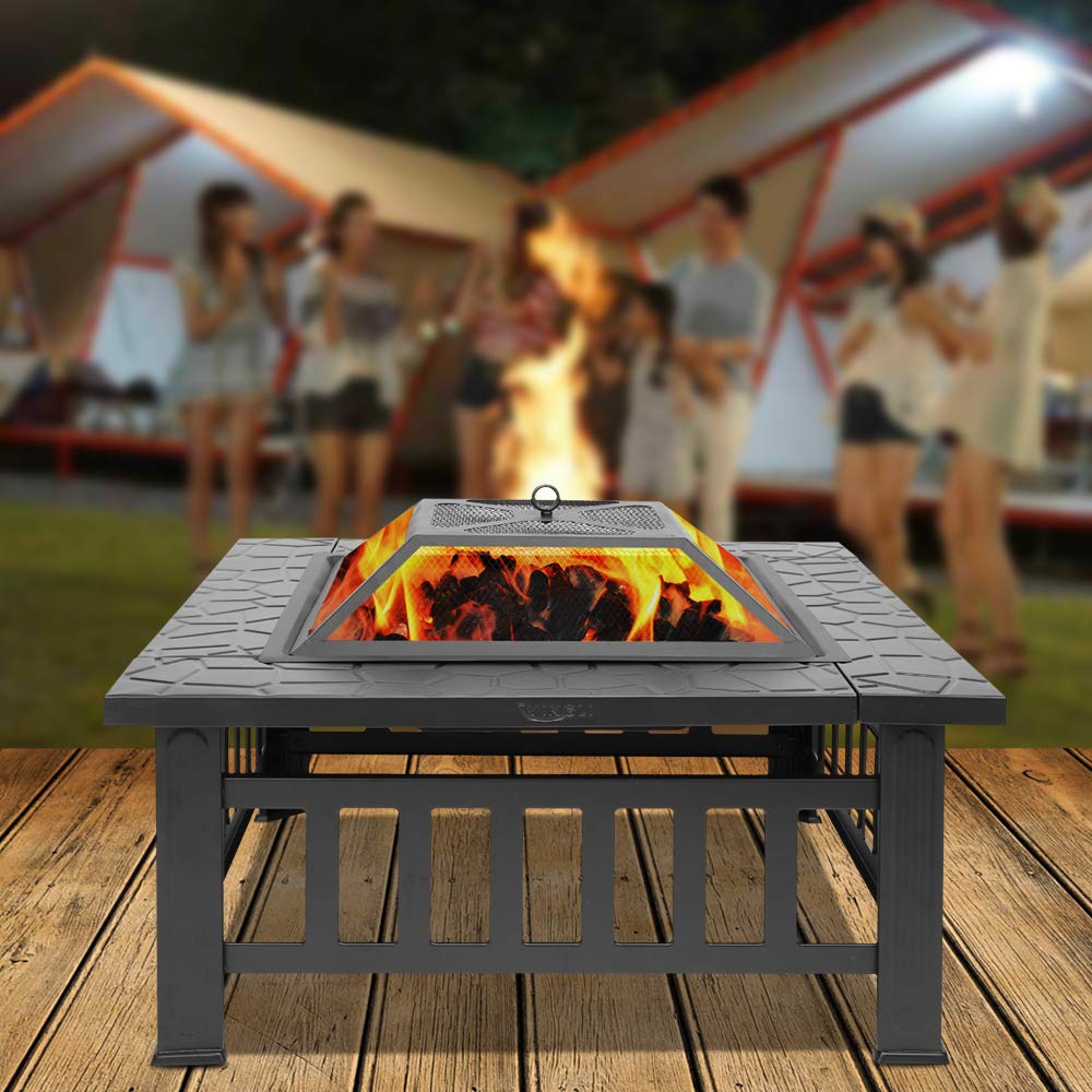 32” Metal Square Wood Burning Fire Pit T12392