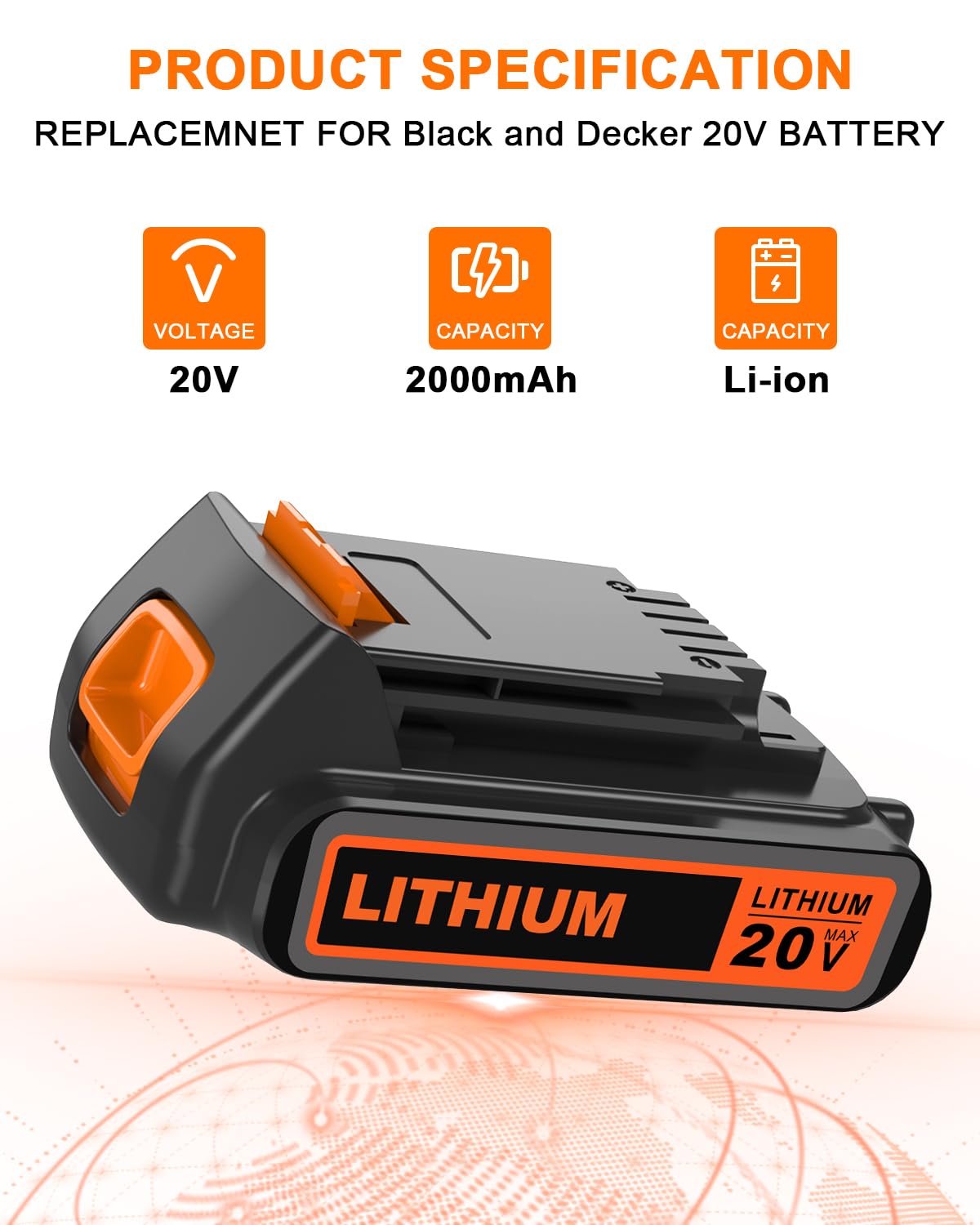 20 Volt MAX 2.0AH Lithium Battery O878145