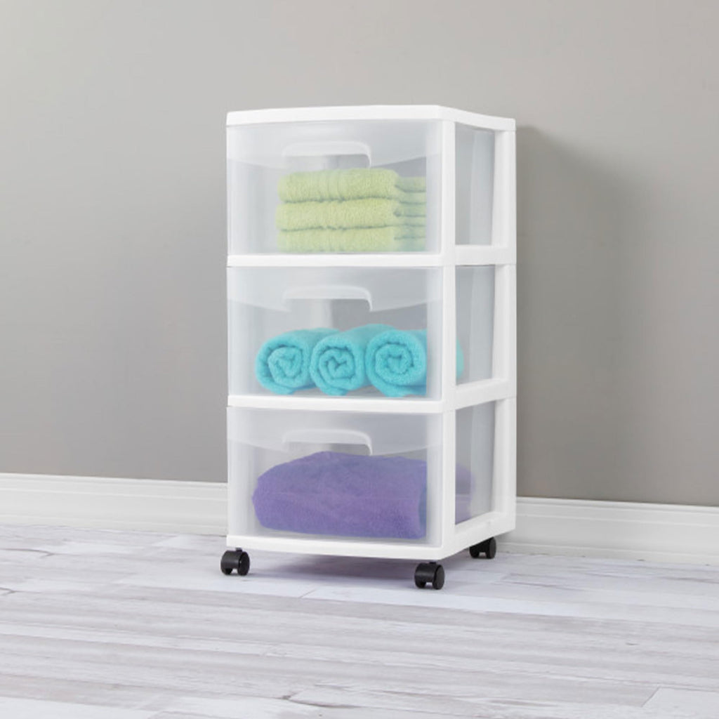 2 Pack White 3 Drawer Plastic Storage Cart F782