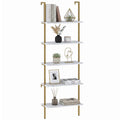 White 5-Tier Ladder Bookshelf D9494