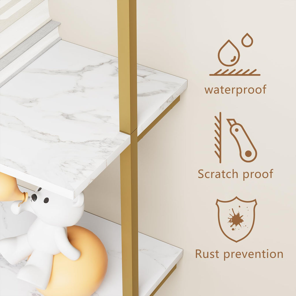 White 5-Tier Ladder Bookshelf D9494