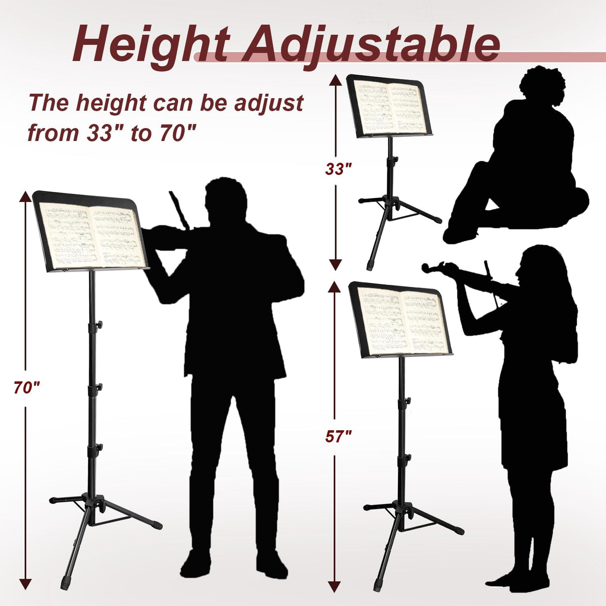 70IN Adjustable Sheet Music Stand with Carrying Bag Z564