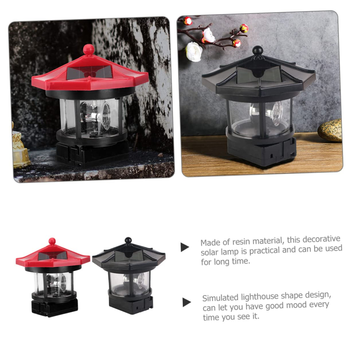 2Pcs Solar Powered Lighthouse Outdoor Garden Light Y854666