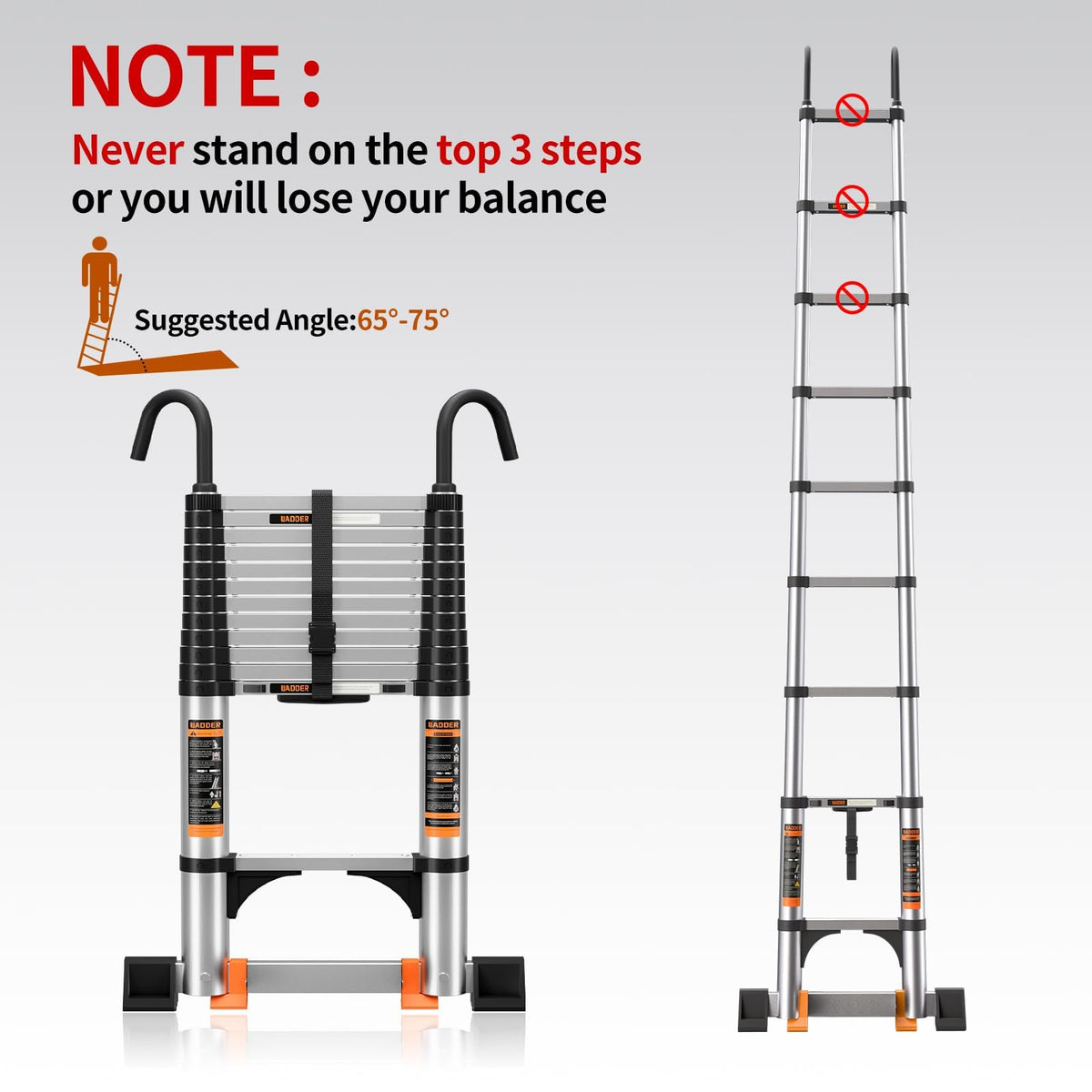 Telescoping Aluminum Ladder 330lbs Max Capacity Q885