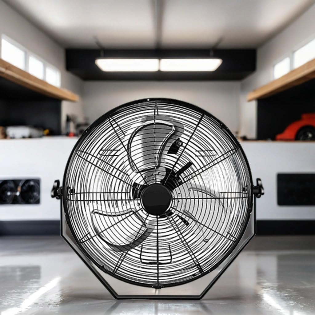 Black Industrial Metal Floor Fan L546