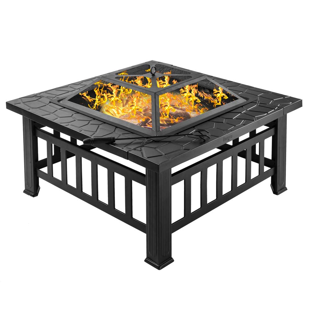 32” Metal Square Wood Burning Fire Pit T12392