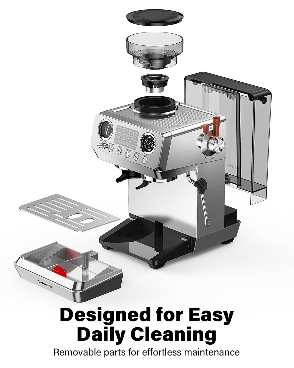 20 Bar Espresso Machine with Built-In Grinder L874345