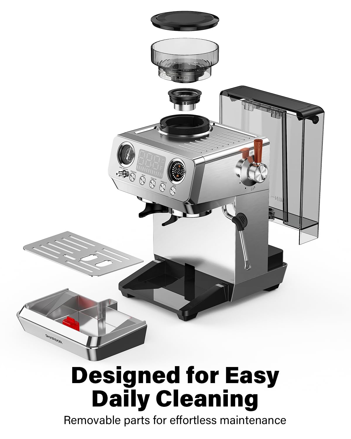 20 Bar Espresso Machine with Built-In Grinder L874345