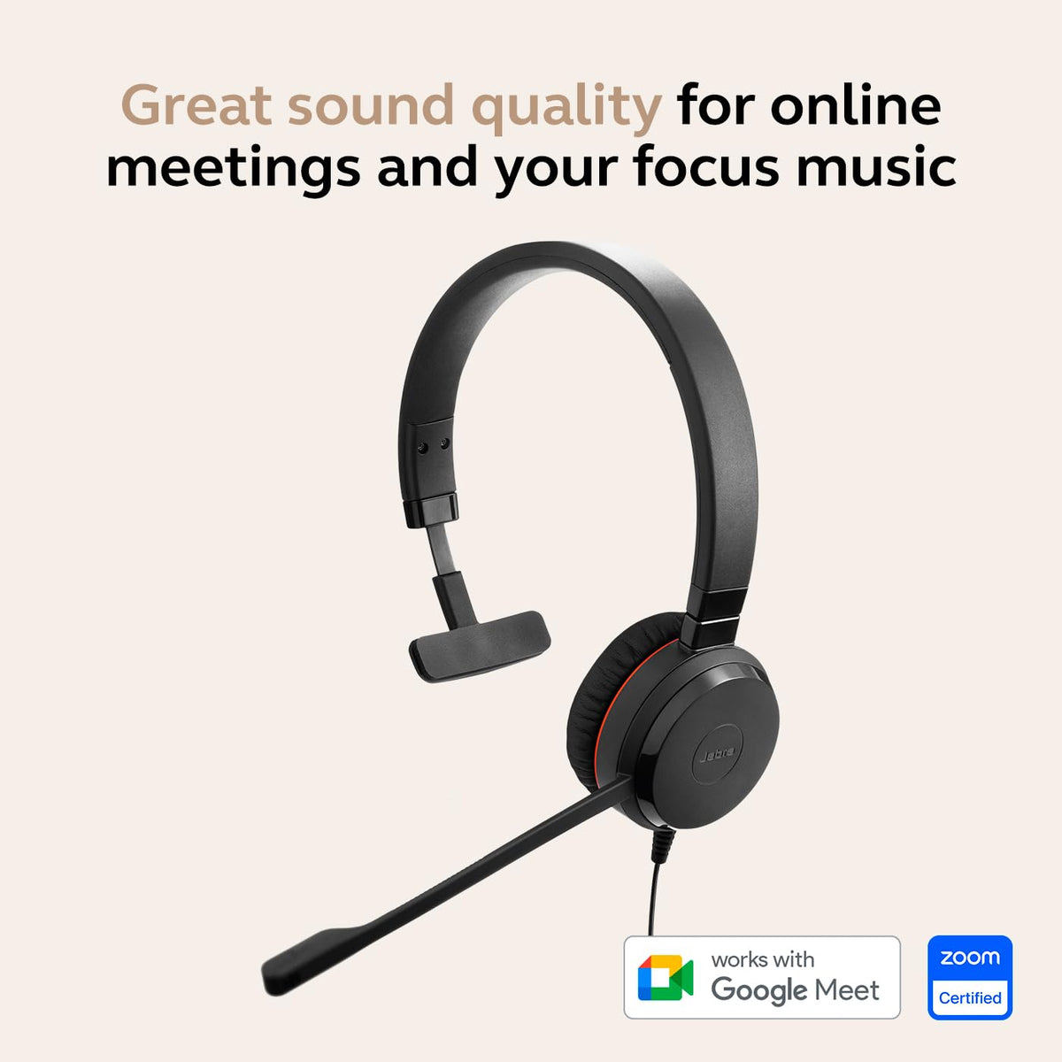 Wired Single-Ear Headset with Mic, Noise-Canceling Microphone, Black F222681