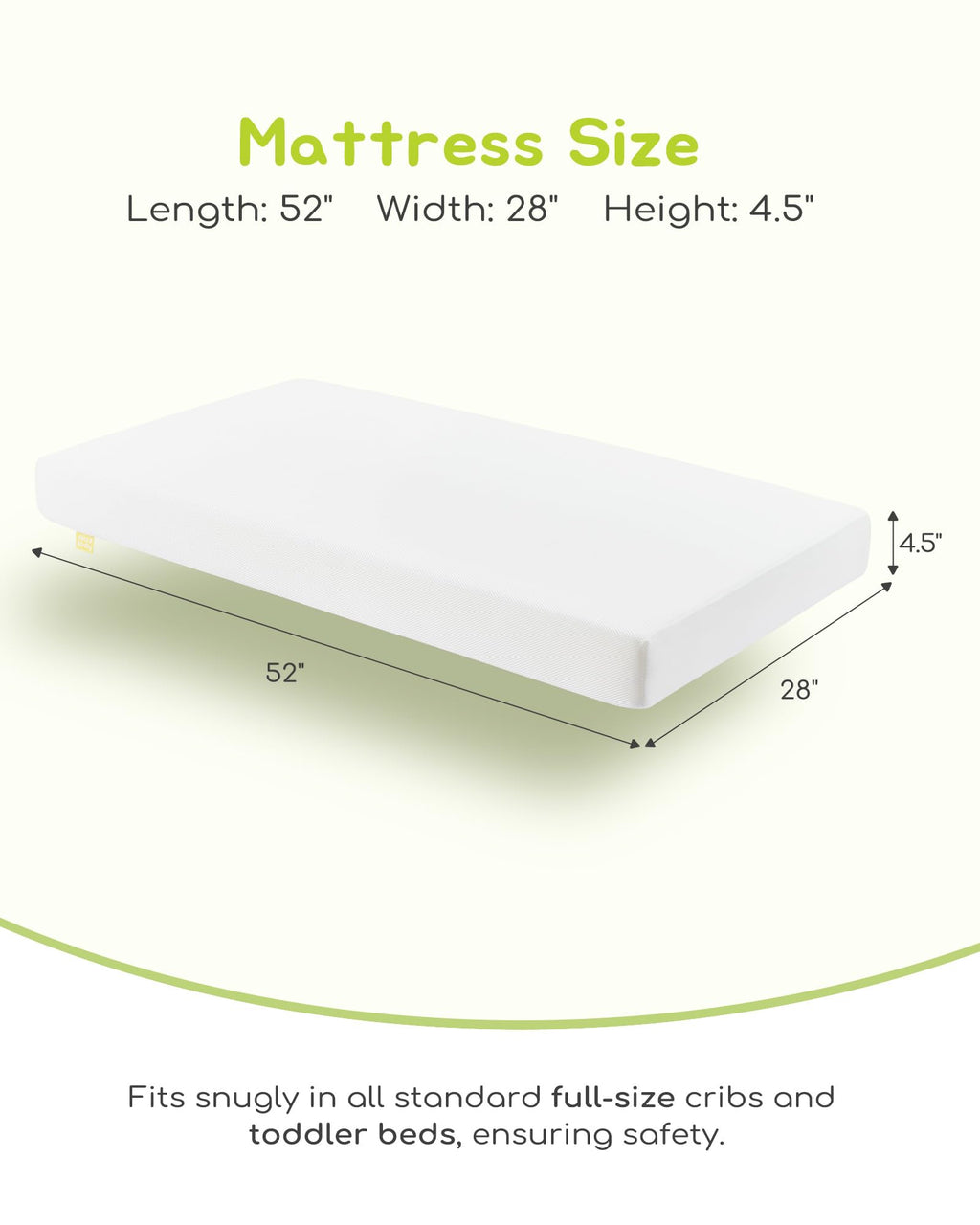 Breathable Standard Full Size Crib Mattress with Waterproof Machine Washable Cover E11937