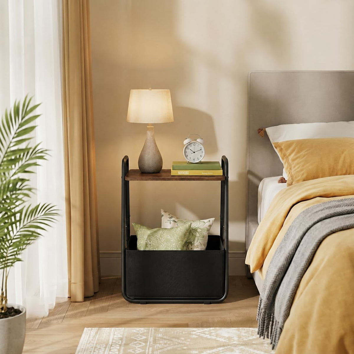 Small Storage Side Table with Metal Frame Y999