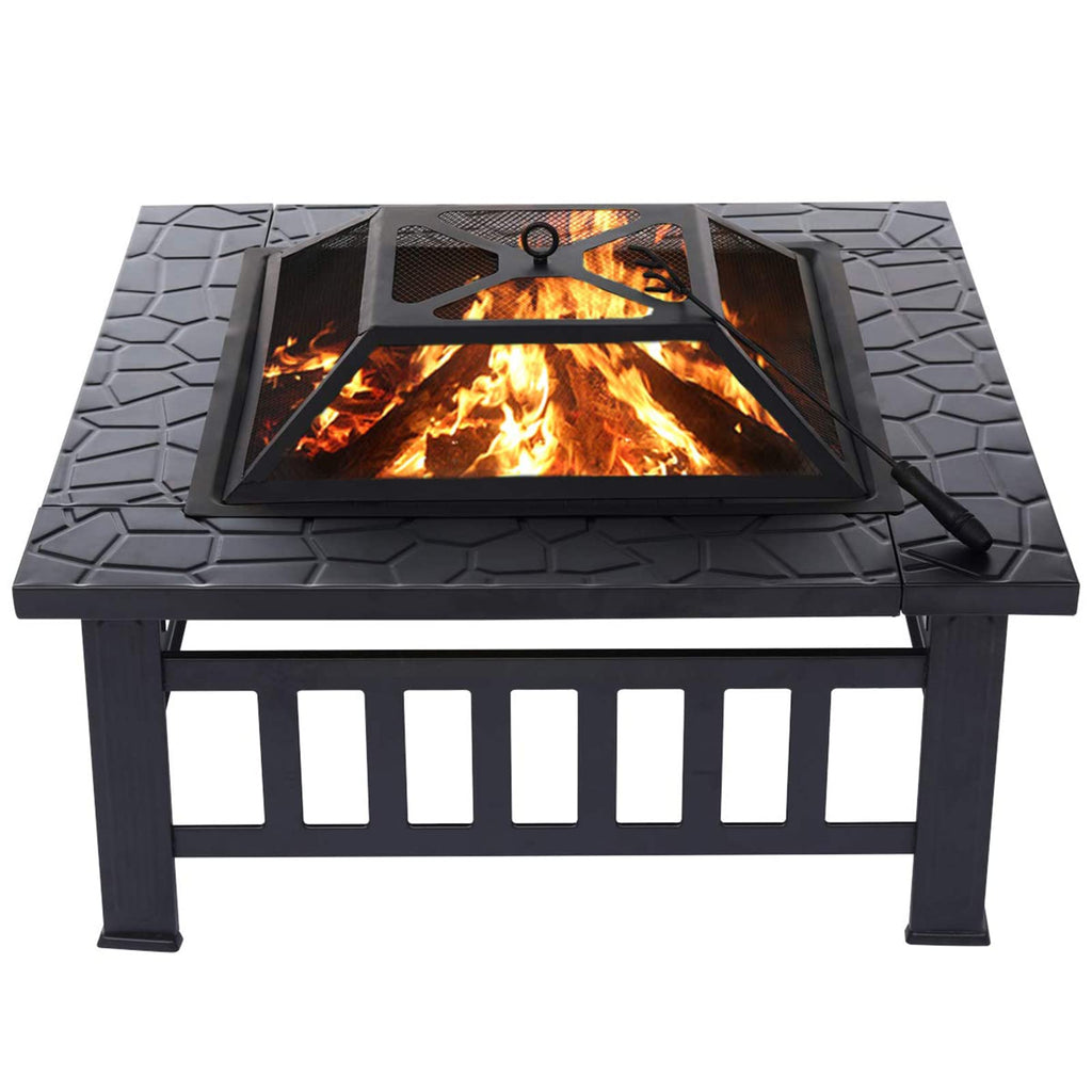 32'' Wood Burning Steel Fire Pit with Spark Screen N930