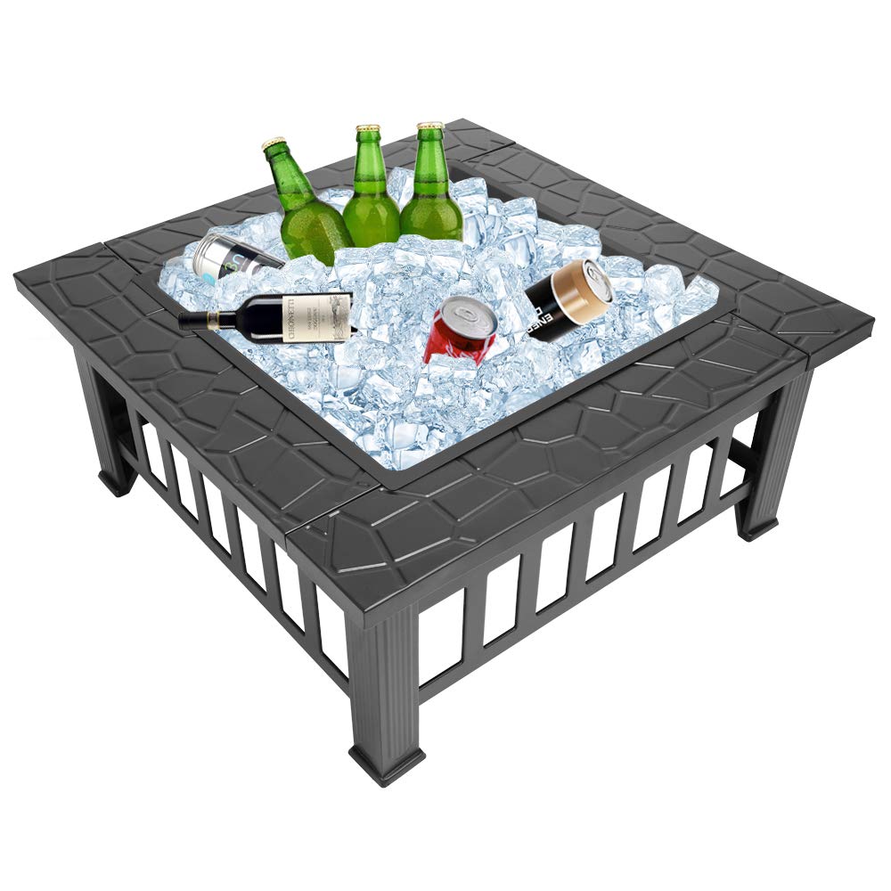 32” Metal Square Wood Burning Fire Pit T12392