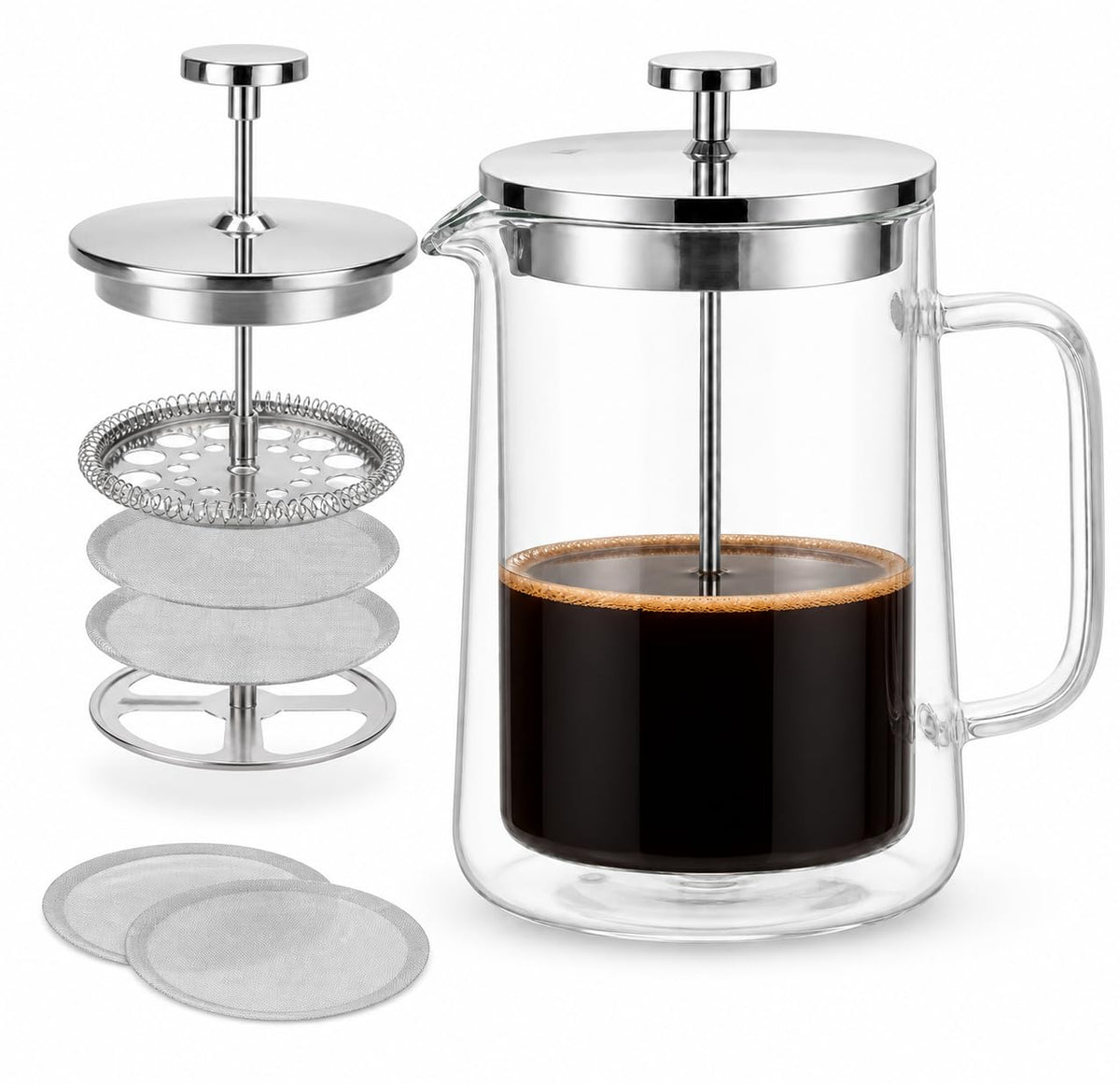 French Press Coffee Maker Double Wall Glass 1L F85933