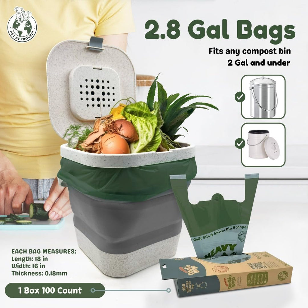 Heavy Duty Bags with EZ Tie Handles, Cornstarch, Leakproof A866