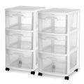 2 Pack White 3 Drawer Plastic Storage Cart F782