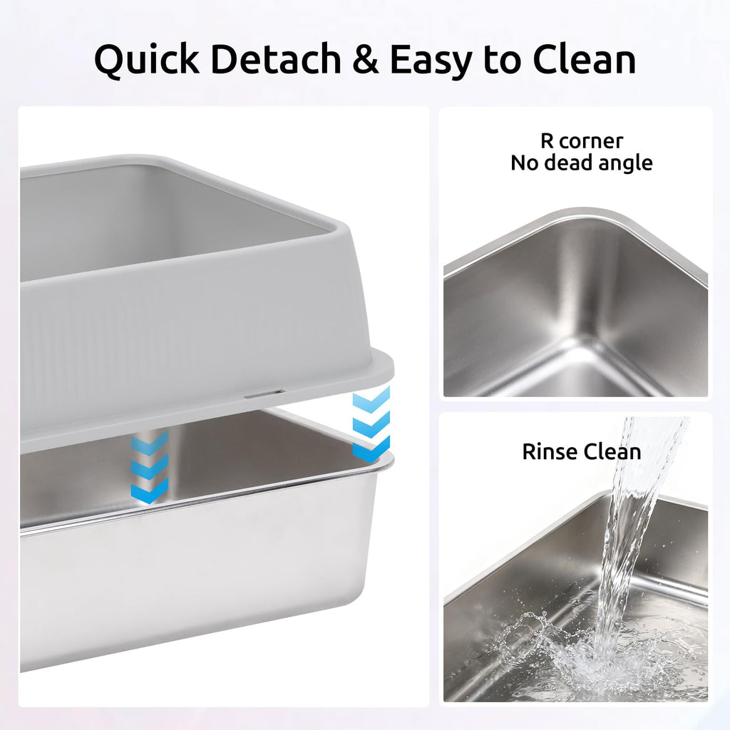 XL Stainless Steel Cat Litter Box with High Sides K56800