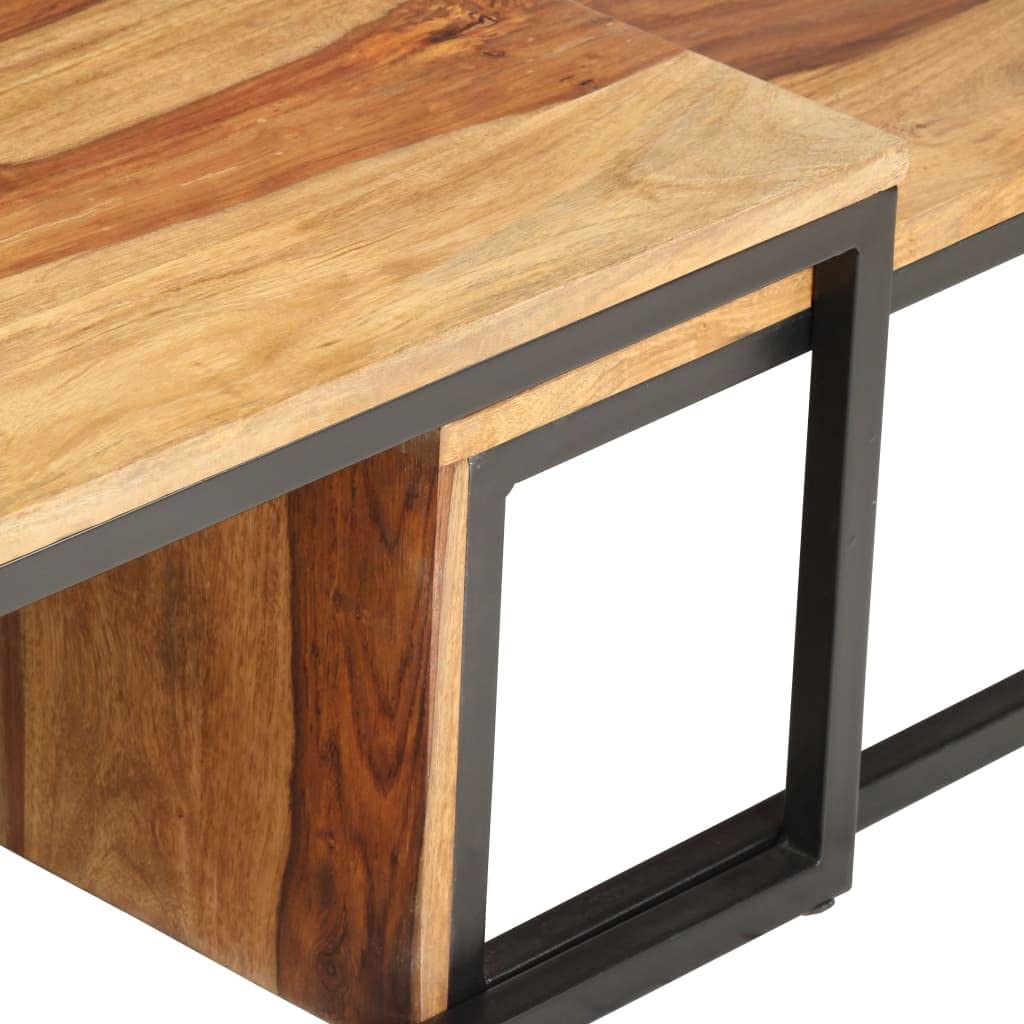 2 pcs Solid Sheesham Wood Nesting Tables W34828