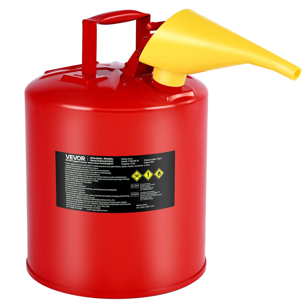5 Gallon Red Metal Safety Gas Can with Flame Arrester Y976