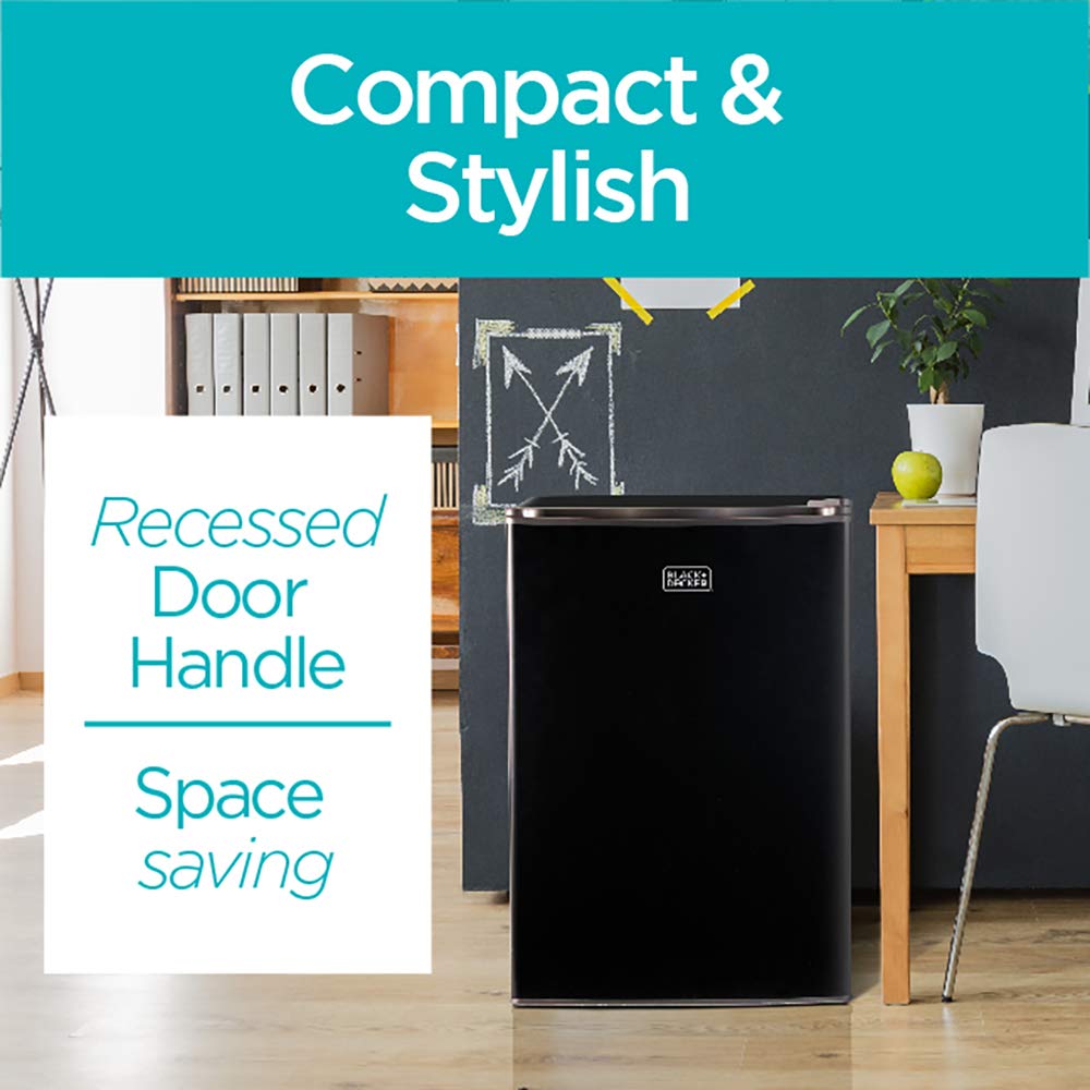 Compact Single Door Mini Fridge with Freezer, 2.5 Cubic Feet, Black & Single Serve K-Cup Pod Coffee Maker, Black C138
