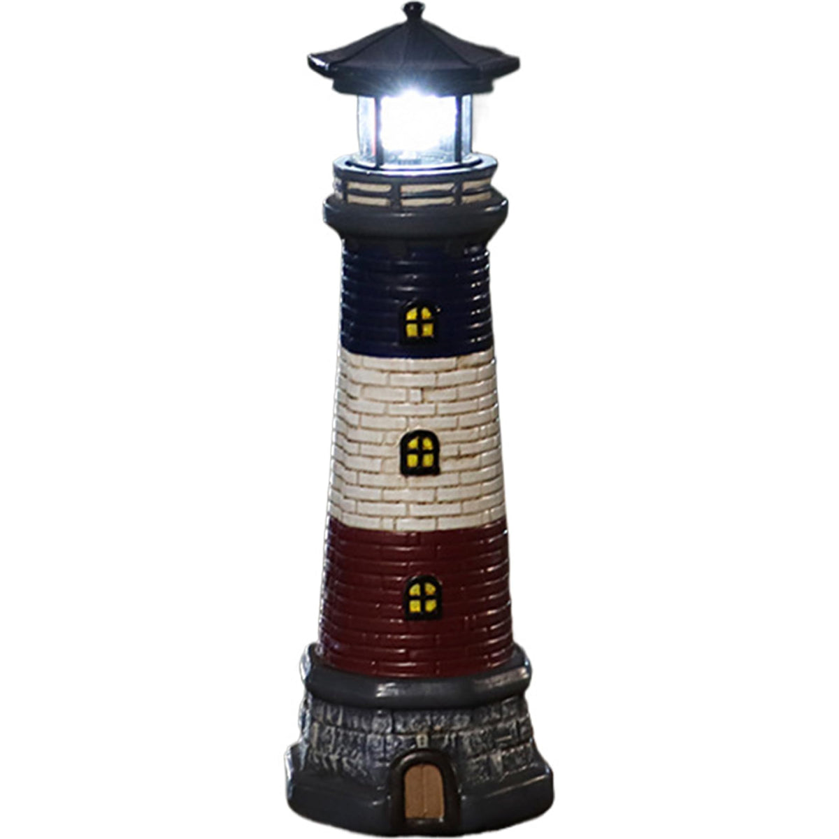 15" Tall Waterproof Resin Lighthouse Lamp with 360° Rotating LED V7826