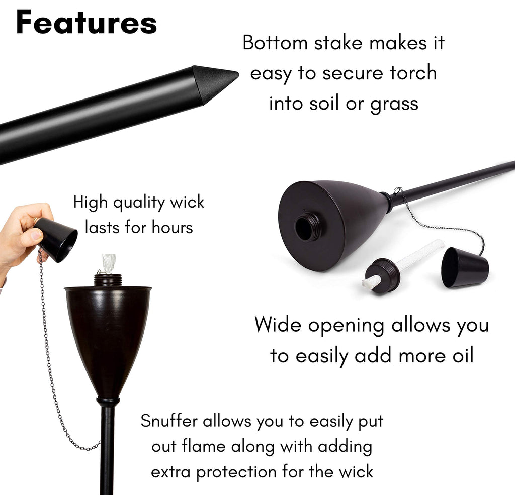 Outdoor Torches, Citronella Oil Compatible, Conical Bronze, 4 Pack S747