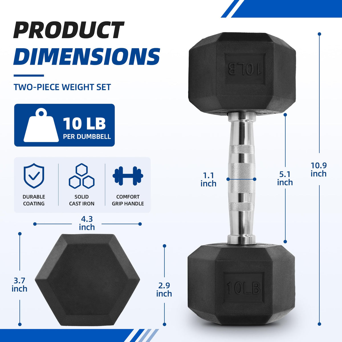 Rubber Coated Hex Dumbbells Y2032