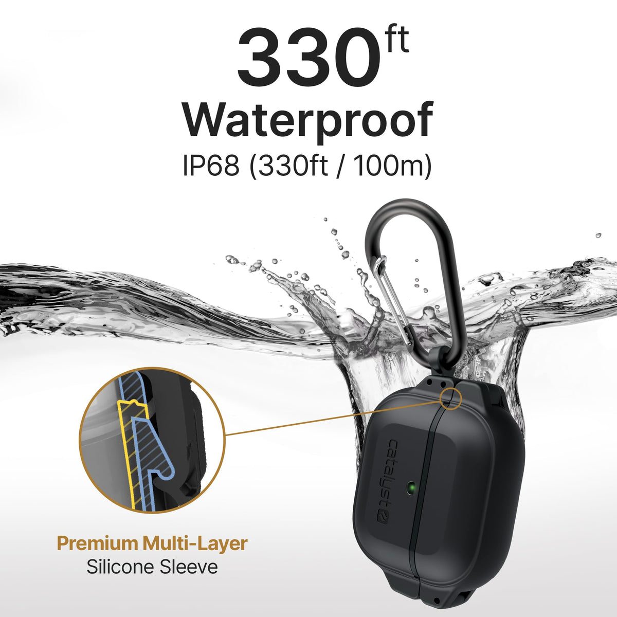 Waterproof Shockproof Protective Case for AirPods 3rd Generation with Carabiner B14586